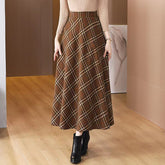 Linda | Elegant Plaid A-Line Midi Skirt